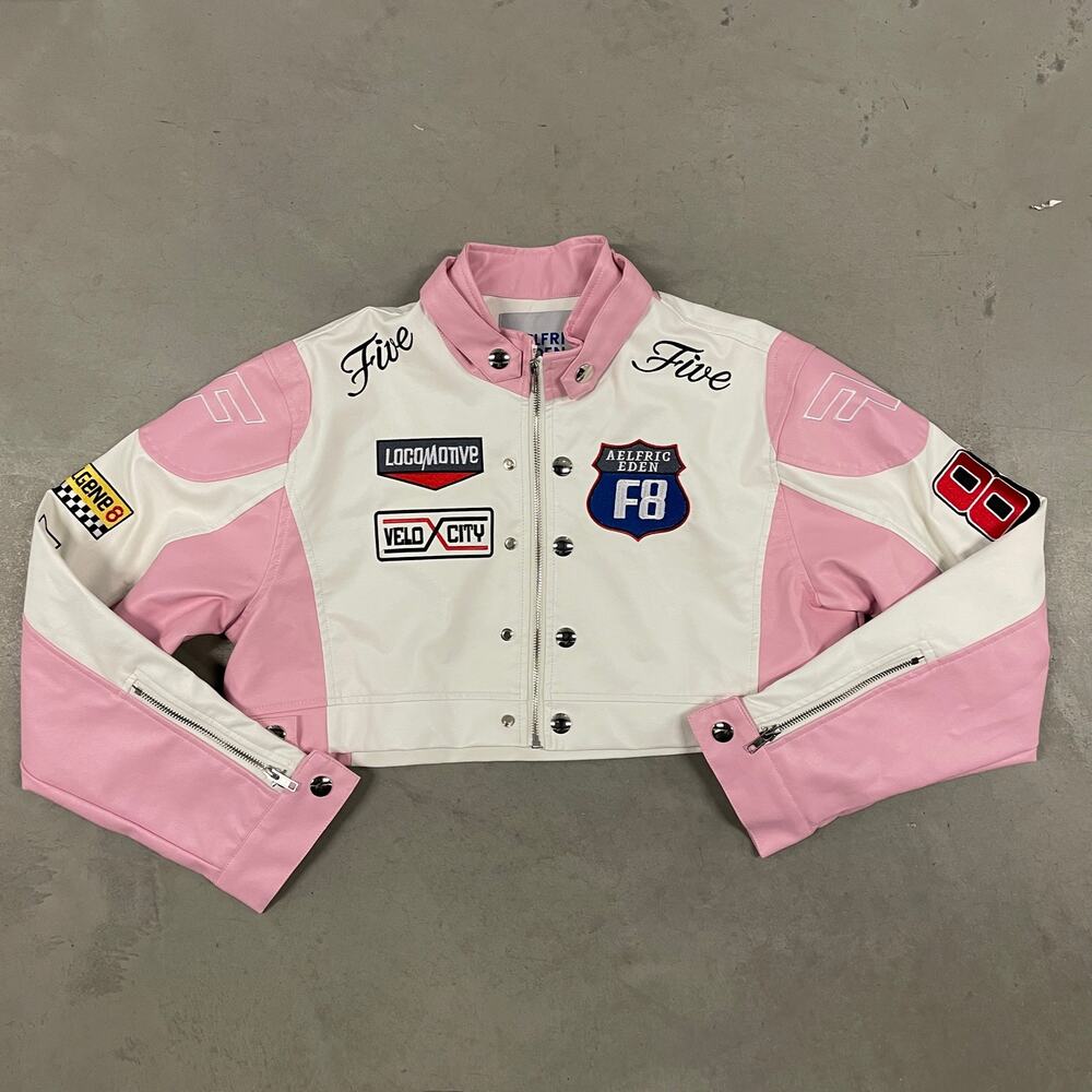 Y2K cropped aelfric Eden motorcycle leather jacket